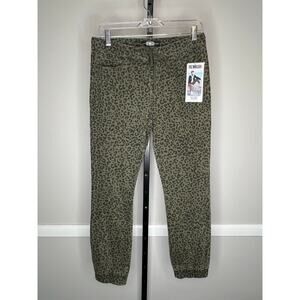 Rewash Leopard Print Jogger Pants NWT Green Drawstring Size M